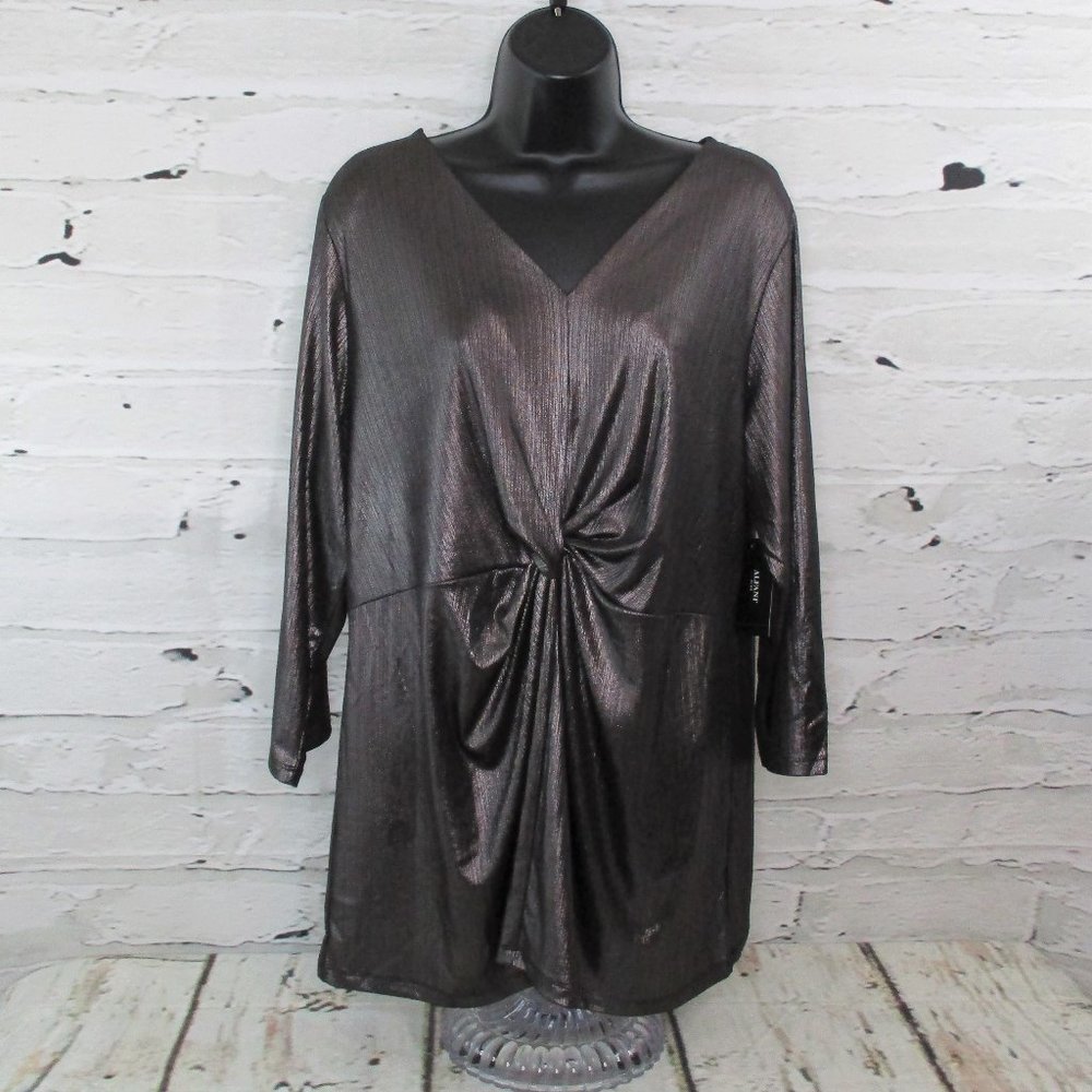 Alfani Plus Metallic Sheen Twist Blouse